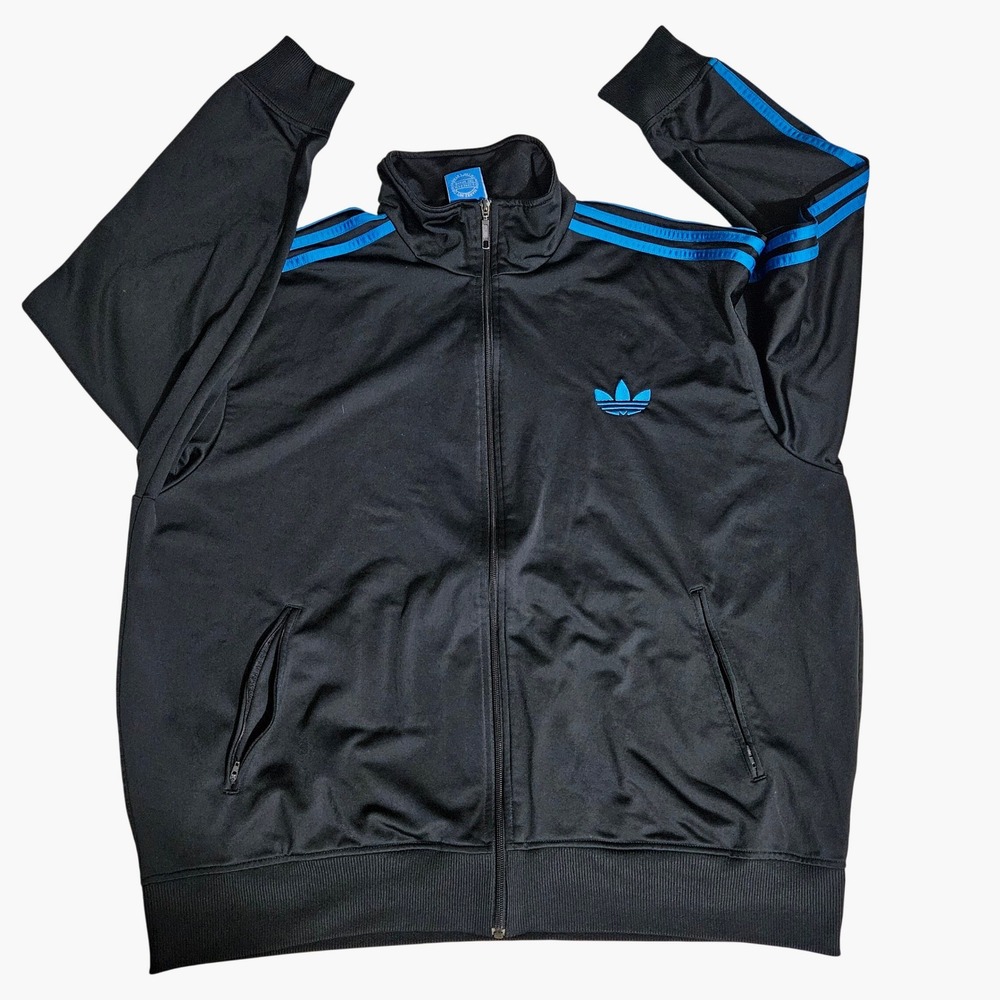 Adidas Originals Firebird Track Jacket Mens 2XL Black Blue X53101 Full Zip